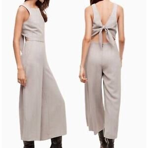 Aritzia Wilfred Ecoulement Gray Jumpsuit Wide Leg Back Tie Cutout Size 2